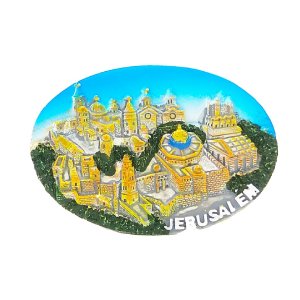 Polyresin Magnet - Panoramic View of Jerusalem, Oval Shape