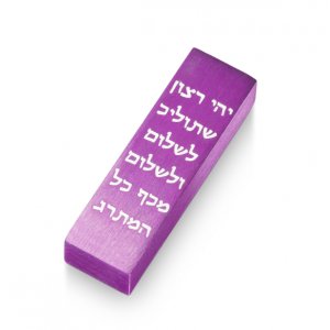 Adi Sidler Car Mezuzah with Hebrew Travelers Prayer Words - Purple