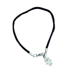 Kabbalah Cord Bracelet with Hamsa Charm - Black