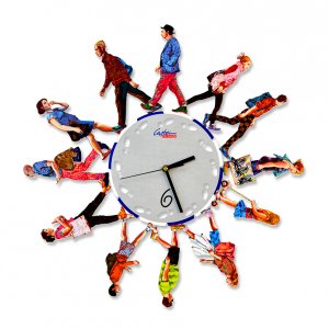 David Gerstein Wall Clock - Frame of Walkers Strolling the Streets