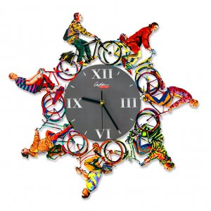 David Gerstein Wall Clock - Frame of Casual Bicycle Riders