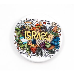 Ceramic Magnet - Colorful Judaic Motifs in Israel