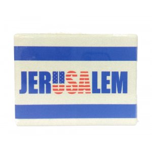 Ceramic Magnet - Jerusalem and USA in Blue and White