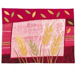 Yair Emanuel Raw Silk Challah Cover Embroidered Appliques, Wheat - Red