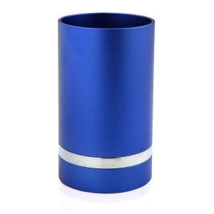 Dabbah Judaica Anodized Aluminum Silver Line Kiddush Cup - Blue