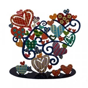 Yair Emanuel Free Standing Metal Table Sculpture - Colorful Heart Shapes