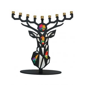 Iris Design - Colorful Deer Enamel Hanukkah Menorah