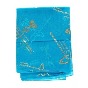 Turquoise Woman's Head Covering Scarf - Fish design