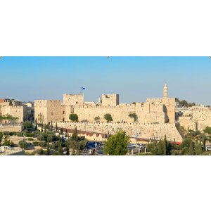 Panoramic Jerusalem Beit Hamikdash Sukkah Single-Wall Panel 16 ft Width