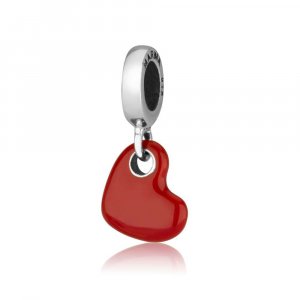 Sterling Silver Enamel Bracelet Charm - Red Heart Image