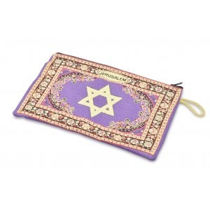 Embroidered Fabric Large Purse or Wallet, Star of David - Purple