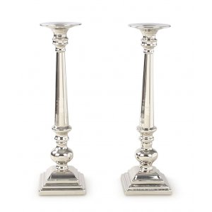 Stainless Steel Silver Candlesticks, Gleaming Smooth Surface - Tall Height