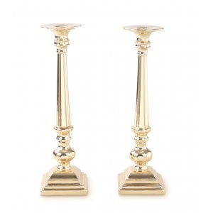 Stainless Steel Gold Candlesticks, Gleaming Smooth Surface - Tall Height