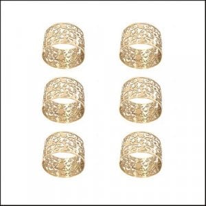 Yair Emanuel Six Napkin Serviette Rings, Cutout Pomegranates - Gold