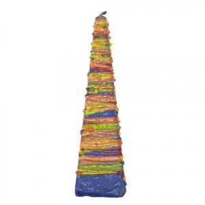 Galilee Style Handmade Pyramid Havdalah Candle – Blue with Colorful Wax Threads