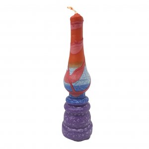 Galilee Style Handmade Lamp Havdalah Candle - Purple Orange Pink and Blue