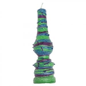 Galilee Style Handcrafted Lamp Havdalah Candle Strings Design - Green and Purple