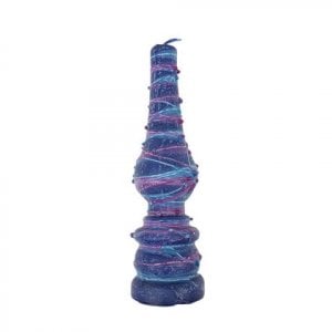 Galilee Style Handmade Lamp Havdalah Candle with Wax Threads - Blue and Purple