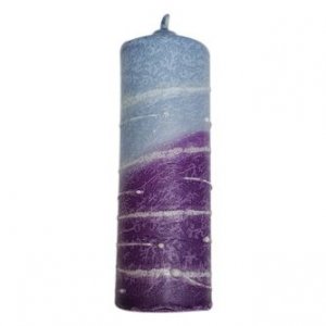 Decorative Handcrafted Pillar Havdalah Candle, Purple and Blue - Various Sizes