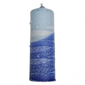 Decorative Handcrafted Pillar Havdalah Candle, Shades of Blue - Various Sizes