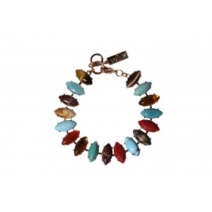 Amaro Handcrafted Bracelet - Colorful Marquise Semi-Precious Stones