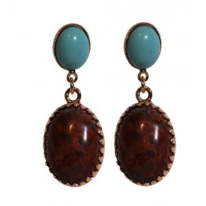 Amaro Rose Gold Post Drop Earrings with Turquoise and Semi-Precious Gems