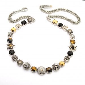 Amaro Handmade Black, Gold and Silver Star Necklace - From Silver Collection