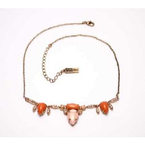 Amaro Handmade Necklace of Semi-precious Stones - Art Deco Pink and Orange