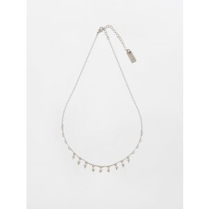 Amaro Handmade Rhodium Plated Chain with Delicate Pearl Ball Pendants