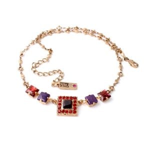 Amaro Handmade Necklace, Colorful Square Stones - Radiant Orchid Collection