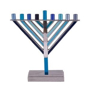 Yair Emanuel Chabad Chanukah Menorah, Shades of Blue  8.5 Inches High