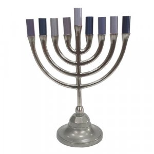 Yair Emanuel Pewter Chanukah Menorah, Traditional Style  Silver and Gray