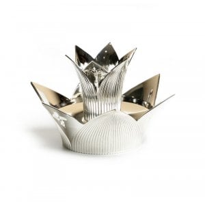 Silver Plated Mayim Achronim Jug and Bowl with Lid - Orchid Design