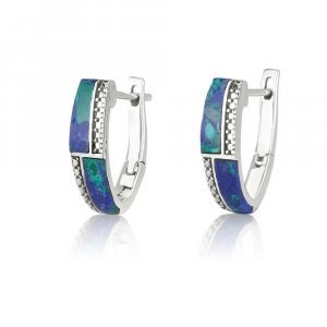 Sterling Silver Earrings - Strips of Eilat Stone and Beading