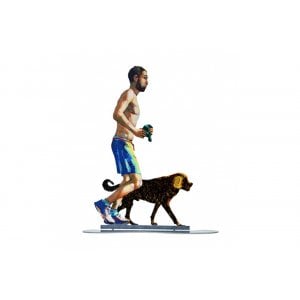 David Gerstein Free Standing Double Sided Sculpture - Jogger with Dog