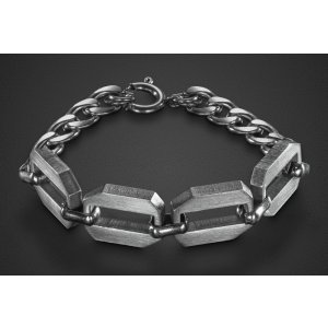 Adi Sidler, Stainless Steel Man's Bracelet – Four Large Hexagonal Open Discs