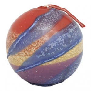 Handmade Round Decorative Candle - Orange Yellow, Purple and Blue