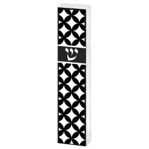 Dorit Judaica Contemporary Style Mezuzah Case - Black and White Diamond Design