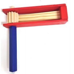 Jumbo Red and Blue Wooden Purim Grogger