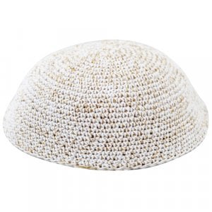 White and Gold Speckled Knitted Kippah