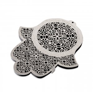 Dorit Judaica Wall Hamsa with Lace Design & Crystals - English Blessing Words