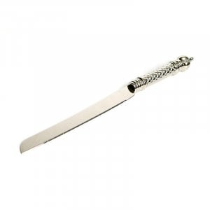 Stainless Steel Challah Knife with Decorative Rounded Handle and Crown Image