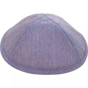 Purple Fabric Kippah with a Denim Look - Two Sizes Option