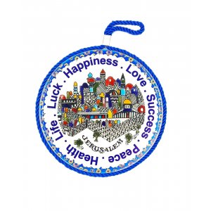 Ceramic Wall Plaque Armenian Jerusalem Images, English Blessing Words – 3 Sizes