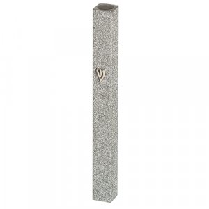 Glittering Silver Aluminum Mezuzah Case with Silver Shin - Choice of Lengths