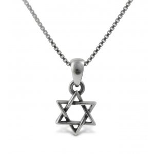 925 Sterling Silver Star of David Pendant Necklace - Small