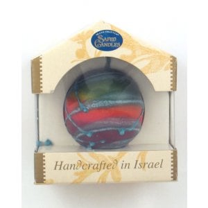 Small Handmade Globe Havdalah Candle - Red and Blue Colors