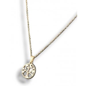 Tree of Life Pendant Necklace, Rhodium � Gold with Gleaming Crystals