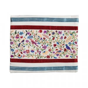 Yair Emanuel Embroidered Tallit Bag � Pastoral Flowers, Leaves and Birds