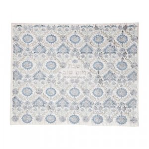 Yair Emanuel Fully Embroidered Challah Cover with Floral Design – Silver and Blue